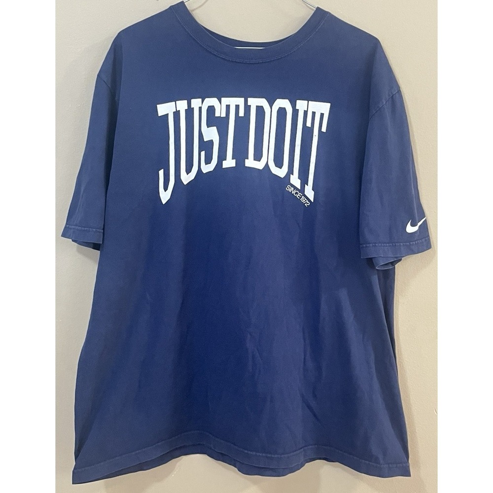 Nike Just‎ Do It Men's XXL Blue Graphic T Shirt Regular Fit Swoosh Athletic Gym